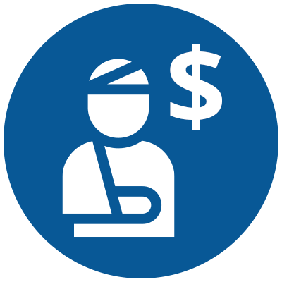 Damages Icon - Injured Person, Dollar Sign